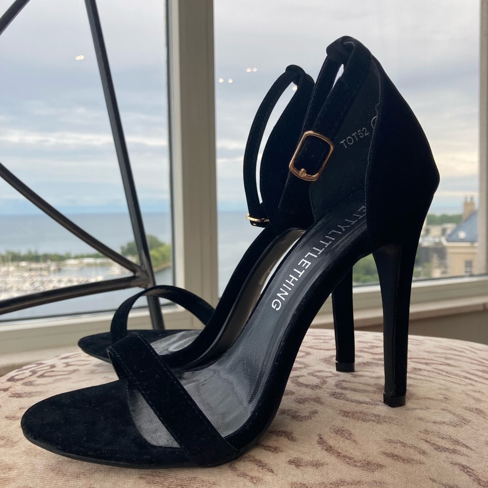 Pretty Little Thing Suede Open Toe Heels